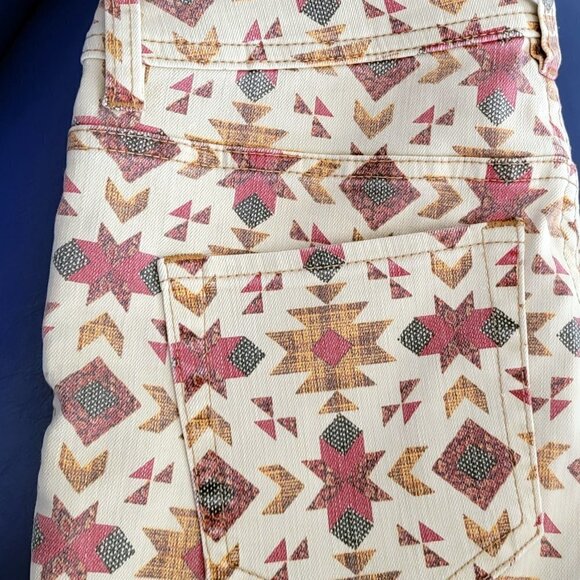 Free People We the Wild Child Printed Skinny Jeans Ivory Size 27 EUC - Picture 13 of 14